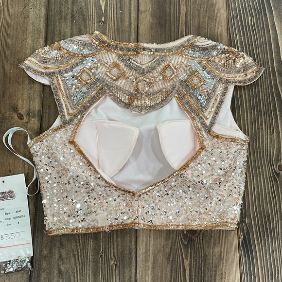 🌟4x Host Pick🌟Rachel Allan Rose Gold Sequin Two Piece Dress - Picture 10 of 16